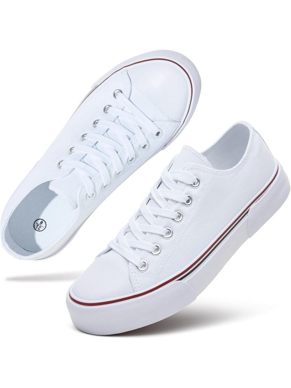Women's White Low Top Canvas Rubber Solid Slip on Casual Tennis Fashion Sneaker